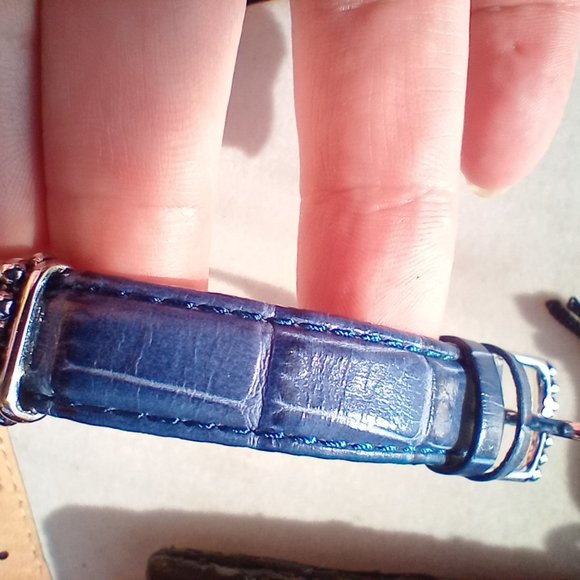 Honora Double Row Freshwater Pearl Royal Blue Genuine Leather Bracelet 925 - Picture 7 of 10